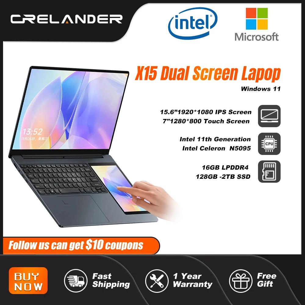 CRELANDER X15 듀얼 스크린 노트북 15.6IPS+i7터치스크린 16G DDR4 2TB SSD 인텔 11세대 N5095 Windows11 노트북